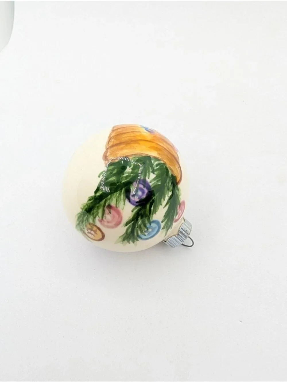 Shiny Brite USA 1981 Suzi Long Ceramic Christmas Ornament Handpainted 2”